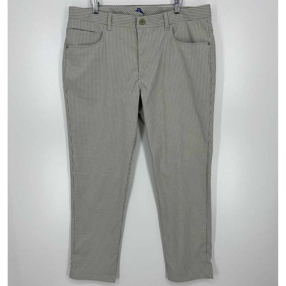 Tommy Bahama Boracay Mens 38x32 Khaki Checkered Performance Stretch Pants
